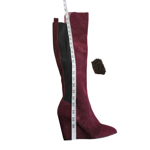 Charles David Edie Over the Knee Suede Boots Merlot Suede Wedge Size 7M - Picture 9 of 12